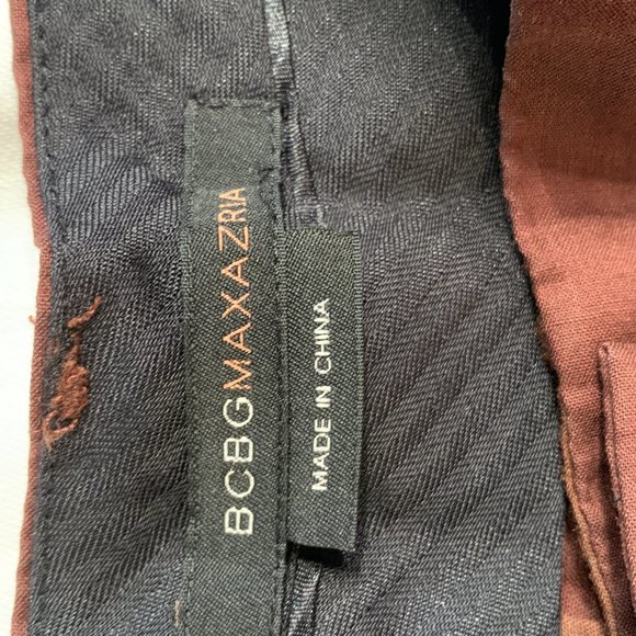 BCBGMaxAzria Chocolate Brown Linen/Rayon Stretch Pants - Size Womans 2 - Picture 4 of 4